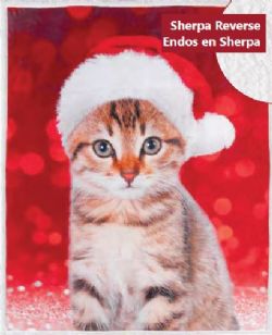 *** JETÉE IMPRIMÉE DE NOËL PETIT CHATON